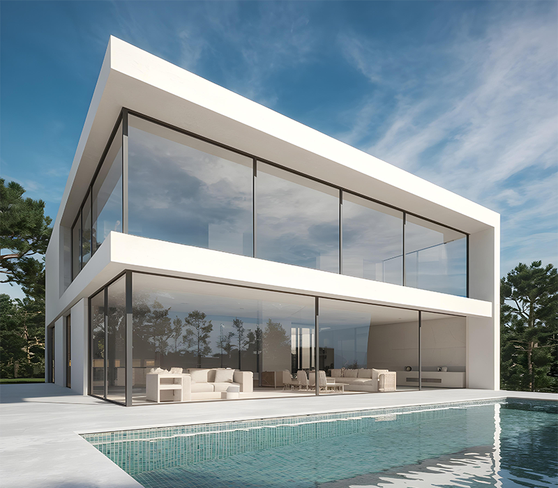 Ambiente com janelas aplicadas com película térmica