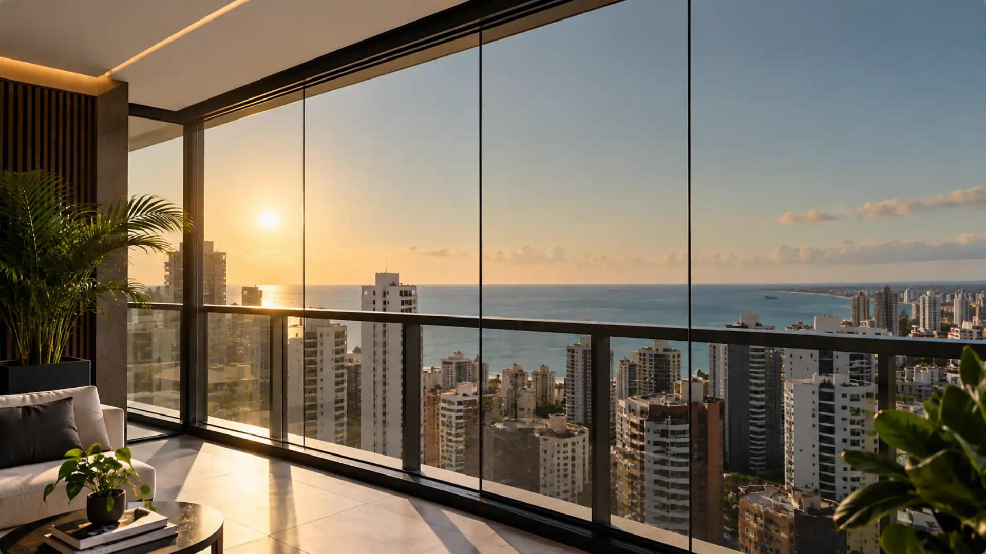 Ambiente residencial com película solar instalada — conforto térmico