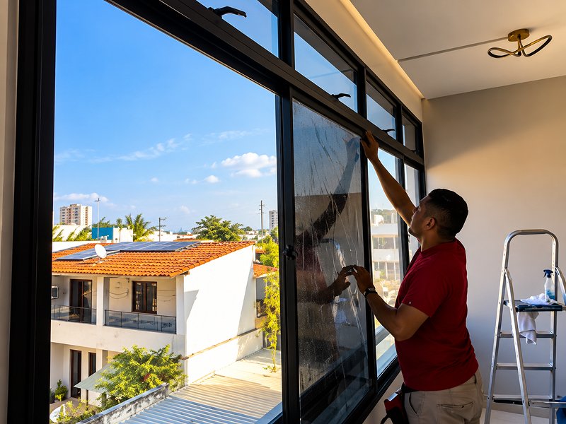 Fachada Comercial com película de controle solar